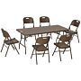 Outsunny Patio 7 Pcs Resin Rattan Dining Set, Foldable Chairs And Table W/ Hdpe Molding Process, Portable, Space-saving For Dark Brown