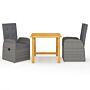 Vidaxl 3 Piece Garden Dining Set With Cushions Grey Poly Rattan