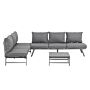 Outsunny 3 Pcs Garden Seating Set W/ Convertible Sofa Lounge Table Padded Cushions Outdoor Patio Furniture Couch Grey