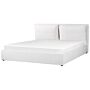 Eu Super King Size Ottoman Bed Off-white Velvet 6ft Upholstered Frame Cushion Back Storage Cosy