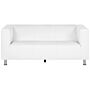 3 Seater Sofa White Faux Leather Silver Metal Legs