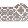 Rug Grey Wool 80 X 150 Cm Trellis Quatrefoil Pattern Hand Tufted Oriental Moroccan Clover