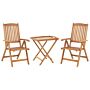 Garden Bistro Set Light Acacia Wood Table 2 Chairs Tray Top Folding Uv Resistant