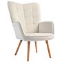 Homcom Modern Accent Chair Velvet-touch Tufted Wingback Armchair Upholstered Leisure Lounge Sofa Club Chair With Wood Legs, Cream White