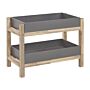 Shelving Unit Grey Faux Concrete Tray Removable Shelves Acacia Wood Legs Storage