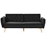 Sofa Bed Black Velvet Upholstered Convertible Couch Modern Design Buttoned Backrest