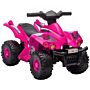 Aiyaplay 6v Kids Electric Quad Bike W/ Music, Forward Function, For 2-6 Years, Pink