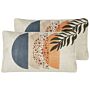 Set Of 2 Decorative Cushions Multicolour Polyester Blend 30 X 50 Cm Abstract Pattern Paint Print Pillow