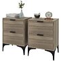 Homcom Bedside Tables Set Of 2, Modern Nightstand With 2 Drawers, Small Sofa End Tables With Storage And Steel Legs, Grey