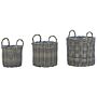 Set Of 3 Plant Baskets Taupe Pe Rattan Planter Pots With Lining Use