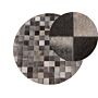 Round Rug Grey Leather Ø 140 Cm Patchwork Hand Crafted