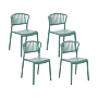 Set Of 4 Dining Chairs Plastic Green Garden Stacking