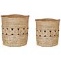 Set Of 2 Storage Boxes Natural Jute 35/37 Cm Laundry Baskets Bin