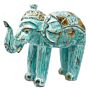 Wood Carved Elephant - Turquois Gold