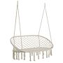 Outsunny Hanging Hammock Chair Cotton Rope Porch Swing With Metal Frame, Large Macrame Seat, Cream White