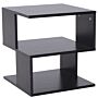 Homcom Modern Square 2 Tier Wood Coffee Side Table Storage Shelf Rack Living Room Black