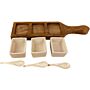 Wooden Tray With Dip Bowls & Spoons 36cm