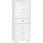 Homcom Freestanding Tall Kitchen Cupboard Storage Cabinets With Drawer And 3 Adjustable Shelves, White