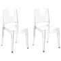 Set Of 2 Dining Chairs Transparent Synthetic Material Armless Stackable Modern Design Beliani