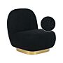 Armchair Black Boucle Fabric Soft Gold Base Contemporary Glam Art Decor Style