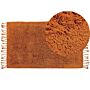 Area Rug Orange Cotton 80 X 150 Cm Shaggy Rectangular With Tassels