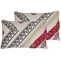 Set Of 2 Scatter Cushions Multicolour Cotton 30 X 50 Cm Geometric Pattern Handwoven Removable Covers With Filling