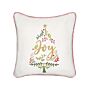 Scatter Cushion White Velvet Fabric 45 X 45 Cm Christmas Tree Pattern Cotton Removable Covers