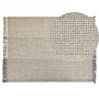 Rug Grey Wool Cotton 140 X 200 Cm Hand Woven Flat Weave With Tassels