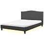 Bed Frame Grey Polyester Upholstered White Led Illumination 6ft Eu Super King Size Traditional Design