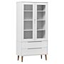 Vidaxl Vitrine Cabinet Molde White 90x35x175 Cm Solid Wood Pine