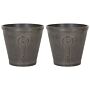 Set Of 2 Outdoor Plant Pots Brown Fibre Clay 45 X ⌀ 41 Cm Outdoor Indoor All Weather