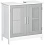 Kleankin Modern Under Sink Cabinet With 2 Doors, Bathroom Vanity Unit, Pedestal Under Sink Design, Storage Cupboard With Adjustable Shelves, Grey