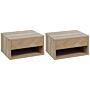 Homcom 2 Pieces Bedside Table Wall Mounted Nightstand With Drawer And Shelf, 37 X 32 X 21cm, Natural