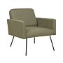 Armchair Olive Green Upholstery Slender Black Metal Legs