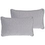 Set Of 2 Decorative Cushions Grey Pattern Rectangular 30 X 50 Cm