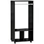 Homcom Open Wardrobe With Hanging Rod And Storage Shelves Mobile Garment Rack On Wheels Bedroom, Cloakroom, Black