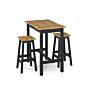 Corona Black Live Edge Large Rectangular High Breakfast Bar Table & Pair Bar Stool Set