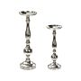 Set Of 2 Candle Holders Silver Metal Glossy Metallic Glamour For Pillar Candles