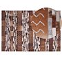 Cowhide Area Rug Brown Hair On Leather Patchwork Striped Scandinavian Patterns 140 X 200 Cm