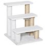 Pawhut Pet Stair With 3-step Climb Ladder, Scratching Posts, Platforms, Toy Ball, For Indoor Elderly Cats Kittens, White