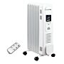 Homcom 1630w Digital Oil Filled Radiator, 7 Fin, Portable Electric Heater With Led Display, 3 Heat Settings, Safety Cut-off And Remote Control, White