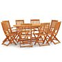 Vidaxl 9 Piece Folding Outdoor Dining Set Solid Eucalyptus Wood