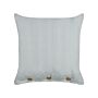 Decorative Cushion Green And White Striped Pattern 45 X 45 Cm Buttons Modern Décor Accessories