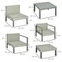 Outsunny 6 Pieces Patio Furniture Set With Sofa, Armchair, Stool, Metal Table, Cushions, Light Grey