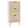 Oslo Shoe Cabinet 3 Drawers In White And Oak