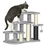 Pawhut Cat Tree 2 In 1 Pet Stairs W/ Scratching Tickling Post, Toy Balls, For Bed, Sofa, Couch, Light Grey | Aosom Uk