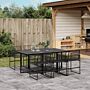 Vidaxl 7 Piece Garden Dining Set Black Poly Rattan