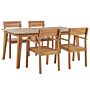 Garden Dining Set Light Acacia Wood Table 180 X 90 Cm 4 Outdoor Chairs With Armrests