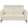 Sofa Beige Fabric Polyester Upholstery Black Legs 2 Seater Loveseat Retro Style Living Room Furniture Beliani