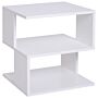 Homcom Modern Square 2 Tier Wood Coffee Side Table Storage Shelf Rack Living Room White